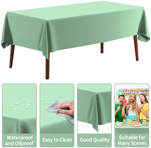 CXPSINC 54 Inch X 300 Feet Plastic Table Cover Roll Disposable Tablecloth with Slide Cutter for All Type/Shape Tables | Party, Banquet, Birthdays, Weddings(Sage Green, 300 Feet)