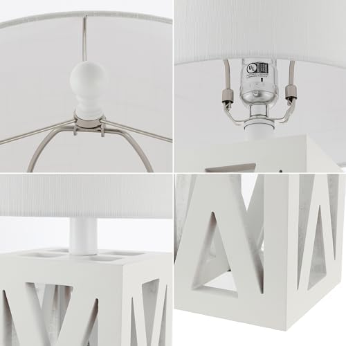 JONATHAN Y Stewart Rustic Wood Bedside Table Lamp 21.5", White, Set of 2