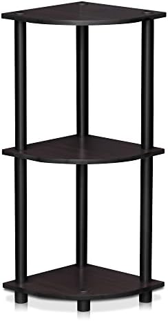 Furinno Turn-N-Tube Toolless Assembly 3-Tier Storage Shelves, Dark Walnut
