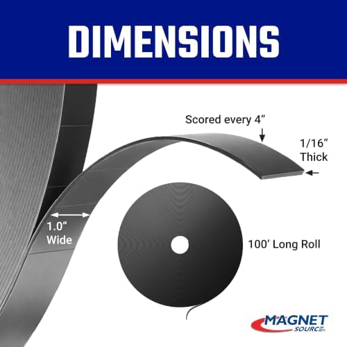 Master Magnetics ZGN40S4.0 Flexible Magnet Strip, Plain, No Laminate, 1/16" Thick, 1" Height, 100 Feet Scored Every 4", 1 Roll with 297-1" x 4" Pieces