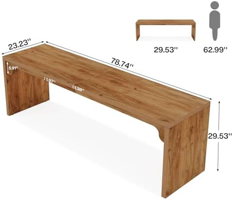 Tribesigns 78.7-Inch Extra Long Desk, Two Person Long Computer Desk, Double Writing Table for Home Office, Light Walnut Brown