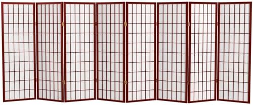 Red Lantern 4 ft. Short Window Pane Shoji Screen - Rosewood - 8 Panels
