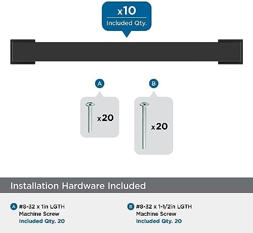 Amerock 10BX37032MB | Matte Black Cabinet Pull | 5-1/16 inch (128mm) Center-to-Center | 10 Pack | Bridgeport | Furniture Hardware