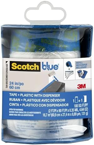 ScotchBlue Tape and Plastic with Dispenser, 24 Inch Wide, PT2093-24-S