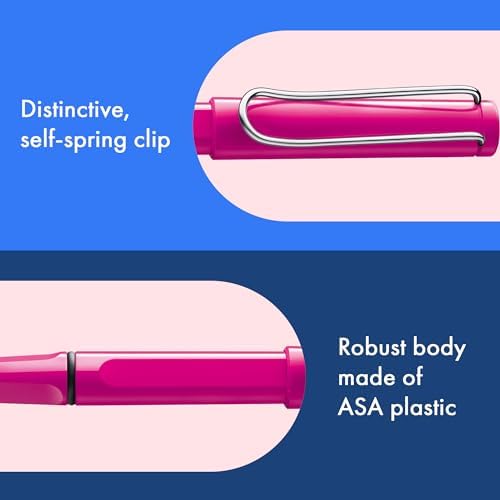 Lamy safari pink - Rollerball Pen with ergonomic grip & line width M - for pleasant long writing - made of robust ASA plastic - including rollerball refill M 63 in black