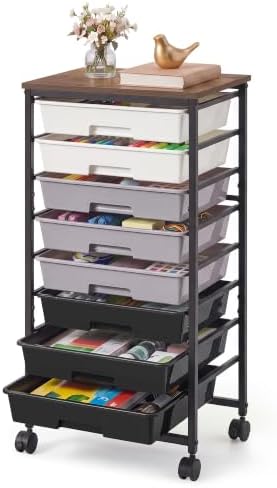 VASAGLE Rolling Cart with Drawers, Craft Organizers and Storage, Black