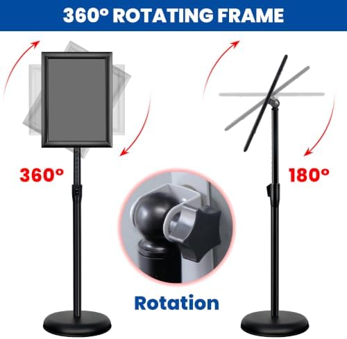 3 Pack 8.5x11 Inch Sign Holder Stand, Adjustable Pedestal Sign Stand, Heavy Duty Floor Standing Sign Holder, Aluminum Snap Open Frame Poster Stand, Vertical & Horizontal Display (Black)
