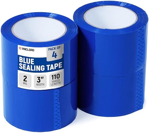 3" x 110 Yards Blue Packing Tape, 4 Rolls - 2.0 Mil Carton Sealing Tape