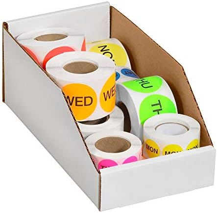 Top Pack Supply Open Top Bin Boxes, 6" x 12" x 4 1/2", White (Pack of 50)