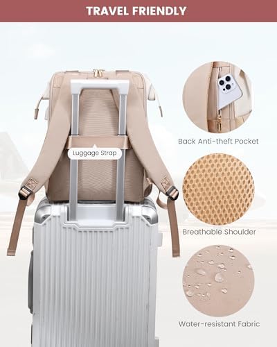 LOVEVOOK 18 Inch Laptop Backpack for Women, Large Capacity Travel Backpack with Organizer Bag, Waterproof Carry on Backpack Purse Work Bag with USB Port for College Teacher Nurse, 2PCS
