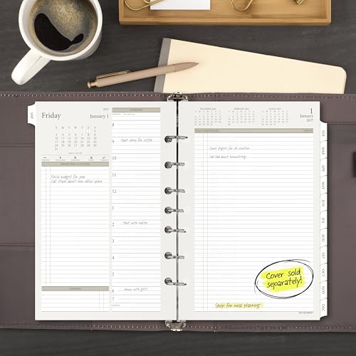 AT-A-GLANCE 2027 Planner Refill Daily, 5.5" x 8.5", Desk Size 4, Two Page Per Day Refill, 7-Ring Loose-Leaf (481-225-27)