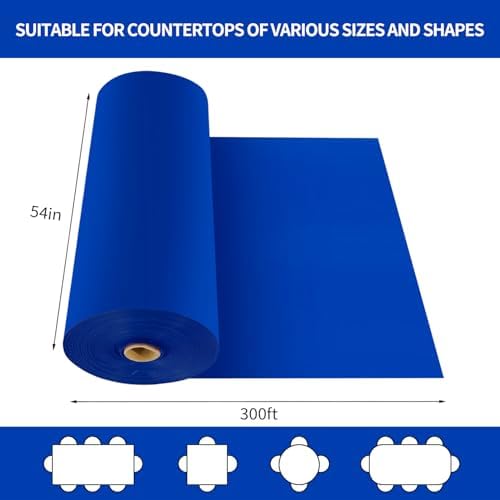 CXPSINC 54 Inch X 300 Feet Plastic Table Cover Roll Disposable Tablecloth with Slide Cutter for All Type/Shape Tables | Party, Banquet, Birthdays, Weddings(Blue, 300 Feet)
