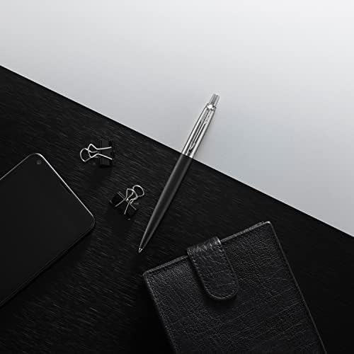 Parker Jotter Ballpoint Pen Bond Street Black with Chrome Trim Medium Point Blue Ink Gift Box (1953184)