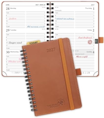 POPRUN 2027 Pocket Planner (Small-4'' x 6.25'') Weekly and Monthly Calendar