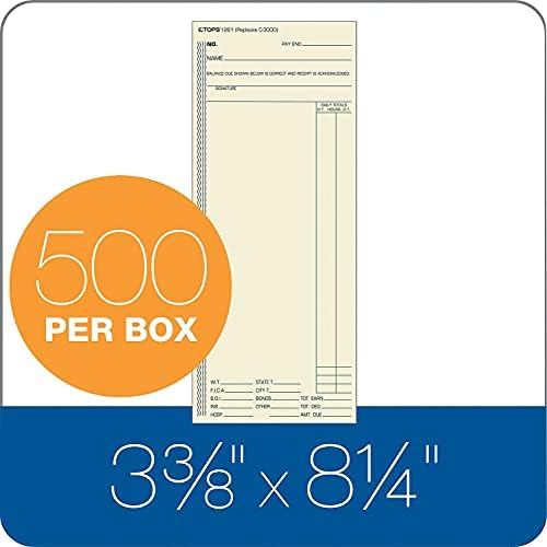 TOPS 1261 Acroprint/Amano/Cincinnati/Lathem Time Card, Weekly, 3 3/8 x 8 1/4 (Box of 500) , Manila