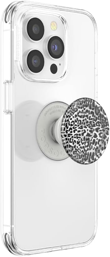 PopSockets Adhesive Phone Grip, Holder- Black Leopard | Secure Comfortable Hold, Anti-Drop, Kickstand, Plant, Cat, Leopard
