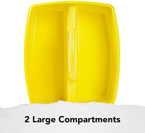 Storex 2-Compartment Large Craft Caddy – Multipurpose Classroom Organizer with Handle, Yellow, 1-Pack (00957C06C)