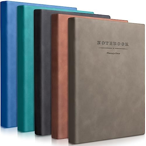SATINIOR 5 Pack A4 Notebooks Leather Softcover Journal, Mixed Color