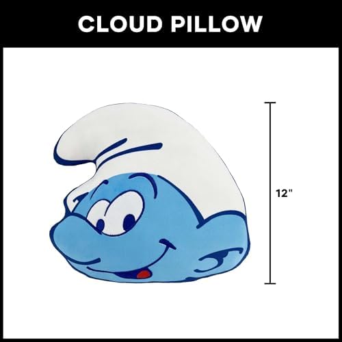 Northwest Smurfs Little Smurf Guy Cloud Pillow 12" – Plush Cartoon Stuffed Toy for Kids & Adults, Blue Character Throw Pillow, Bedroom Decor