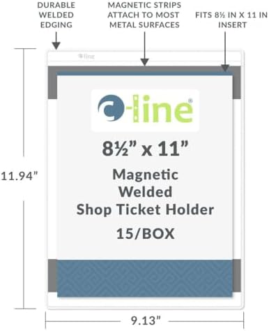 C-Line 83911 Magnetic Shop Ticket Holder, Super Heavy, 15", 8 1/2 x 11 (Box of 15)
