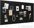 SELEAD Linen Bulletin Board 48” x 24” - Black Aluminum Frame, Black Fabric