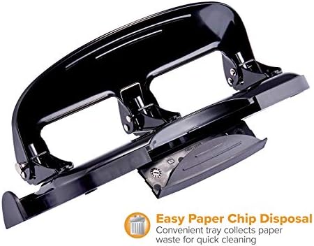 Bostitch Office EZ Squeeze 20 Sheet Standard 3 Hole Punch, Metal Construction, Silver/Black (HP20)