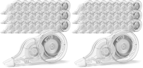 30 Pcs Correction Tape, 39.4 Ft White Wrong Out Tear-Resistant Bulk, Instant Corrections Easy To Use Applicator for School, Office, Note Taking, Journal (Tape Width 0.2 in, Clear) (Pack of 2)