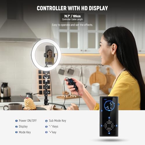 NEEWER 10" 20W High Power LED Ring Light for Phone with 71" Tripod Stand, Bi Color Ringlight, Phone Holder Compatible with iPhone for Video Recording Selfie Makeup Studio Live Streaming TikTok, RH10B