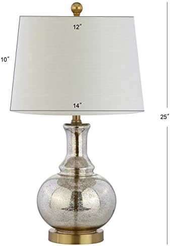 JONATHAN Y Lavelle 25" Glass Lamp, Mercury Silver/Brass Gold, Set of 2