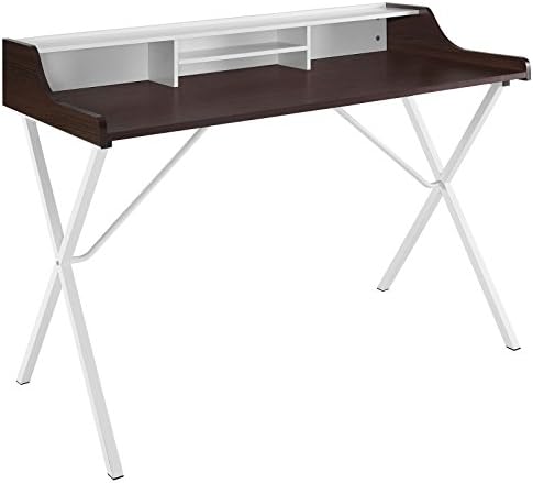 Modway Bin Contemporary Modern Writing Desk With Storage Cubbies in Cherry