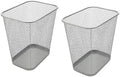 YBM Home Wire Steel Mesh Trash Can - 3.5-Gallon Waste Basket for Under Desk, Office, Home, Bathroom, Laundry Room - Rectangle Metal Wastebasket Trashcan, Silver - 2 Pack