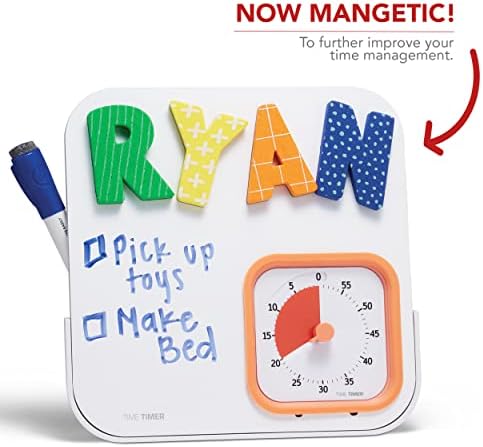 TIME TIMER MOD with Dry Erase Board — 60-Minute Visual Countdown Timer with Magnetic Whiteboard — for Notes, Chores, Classroom and Office Reminders, Visual Schedules, for Kids and Adults (Orange)
