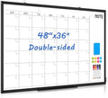 Large Calendar Whiteboard 48x36 Double-Sided Dry Erase for Wall, Black
