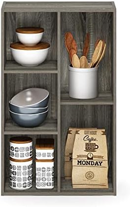 Furinno Luder 5-Cube No Tool Assembly Open Shelf, French Oak