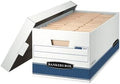 Bankers Box 12-Pack Medium-Duty File Storage Boxes, 24in Letter, FastFold | Speed through filing with FastFold setup, sturdy stacking, reinforced handles, and dependable document protection.