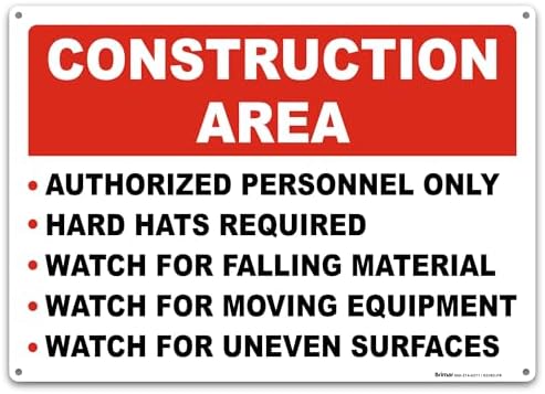 BRIMAR Construction Area Rules Sign, 14 X 10-Inch Aluminum, Weatherproof