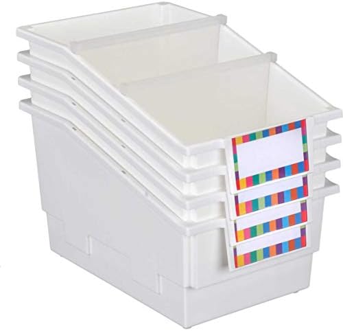 Really Good Stuff White Chapter Book Classroom Library Bins with Dividers