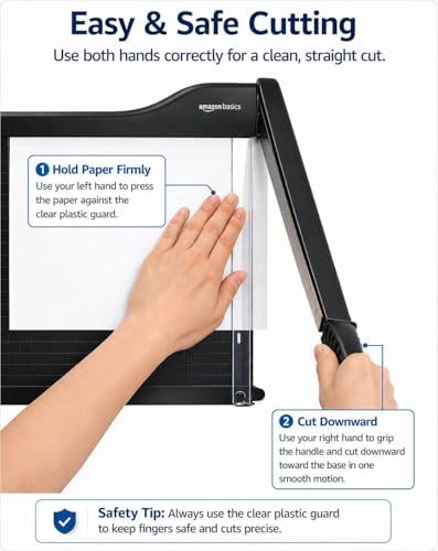 Amazon Basics Paper Trimmer Cutter for Office and Crafts, Heavy-Duty, Portable Guillotine Paper Cutter with Blade Lock, 12-Inch, 10-Sheet Cardstock, Photos