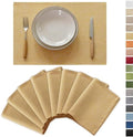 Demetex Yellow Placemats Set of 8 Linen Fabric Placemat Heat Resistant Washable Place Mats for Kitchen Party Dinner, 13x19 inch, Yellow