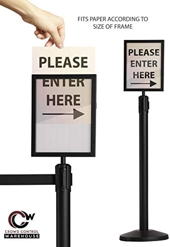 Crowd Control Warehouse Stanchion Sign Frame, 8.5 X 11 Inch Horizontal