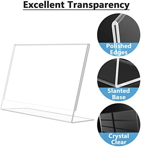 MaxGear Acrylic Sign Holder 8.5x11 Inches Horizontal 12 Pack, Slant Back