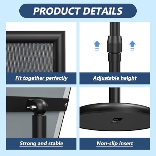 Relx Sign Holder Stand 11*17 inches - Adjustable Floor Standing Sign Holder - Signage Stand with Snap-Open Frame Display for Malls,Schools,Restaurants (black)