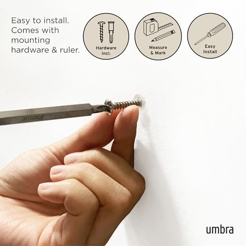 Umbra Flip Coat Rack, Wall Mounted 5-Hook Space Saving, Walnut/Gold