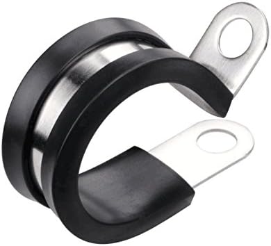 LOKMAN 20 Pack 3/8 Inch Stainless Steel Cable Clamp, Rubber Cushioned Insulated Clamp, Conduit Wire Holder Strap Clips for Tube, Pipe, Cord Installation