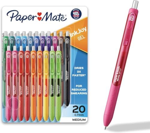 Paper Mate InkJoy Gel Pens,Medium Point (0.7mm),Assorted Colors,- Back to School Supplies,Teacher Essentials,Journaling,Writing,Note-Taking,20 Count (Pack of 12)