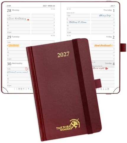 POPRUN Pocket Calendar 2027, Weekly 4" x 6.25" Pocket Calendar for Purse