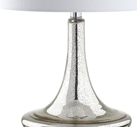 JONATHAN Y Cecile 25.5" Metal Glass Lamp, Mercury Silver/Chrome, Set of 2