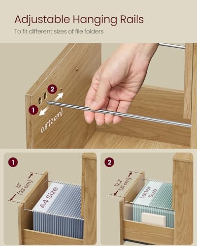 VASAGLE 2-Drawer File Cabinet, Small Rolling Filing Cabinet