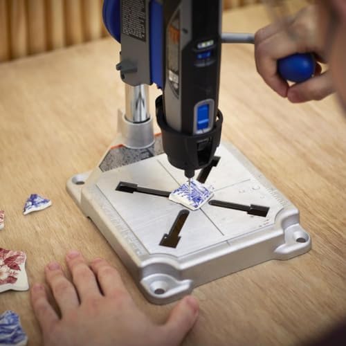 Dremel Drill Press Rotary Tool Workstation Stand with Wrench - Mini Portable Press & Tool Holder - 2-Inch Depth - Ideal for Drilling Perpendicular and Angled Holes - 220-01