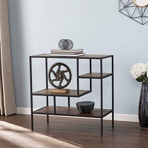 SEI Furniture - Mathry Reclaimed Wood Shelf - Natural - Reclaimed Wood & Iron Metal - Rustic Design - Ideal for Home Offices, Living Rooms, Dens, 31.5" W x 15.75" D x 31.5" H (HZ1058238)